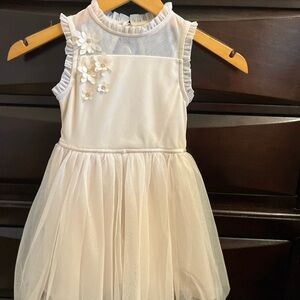 Cat & Jack Cream Floral Applique Tulle Dress